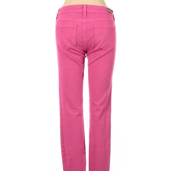Paige Jeans Pink Straight Leg Cut Mid Rise Waist Size 25 #439 - Picture 3 of 4
